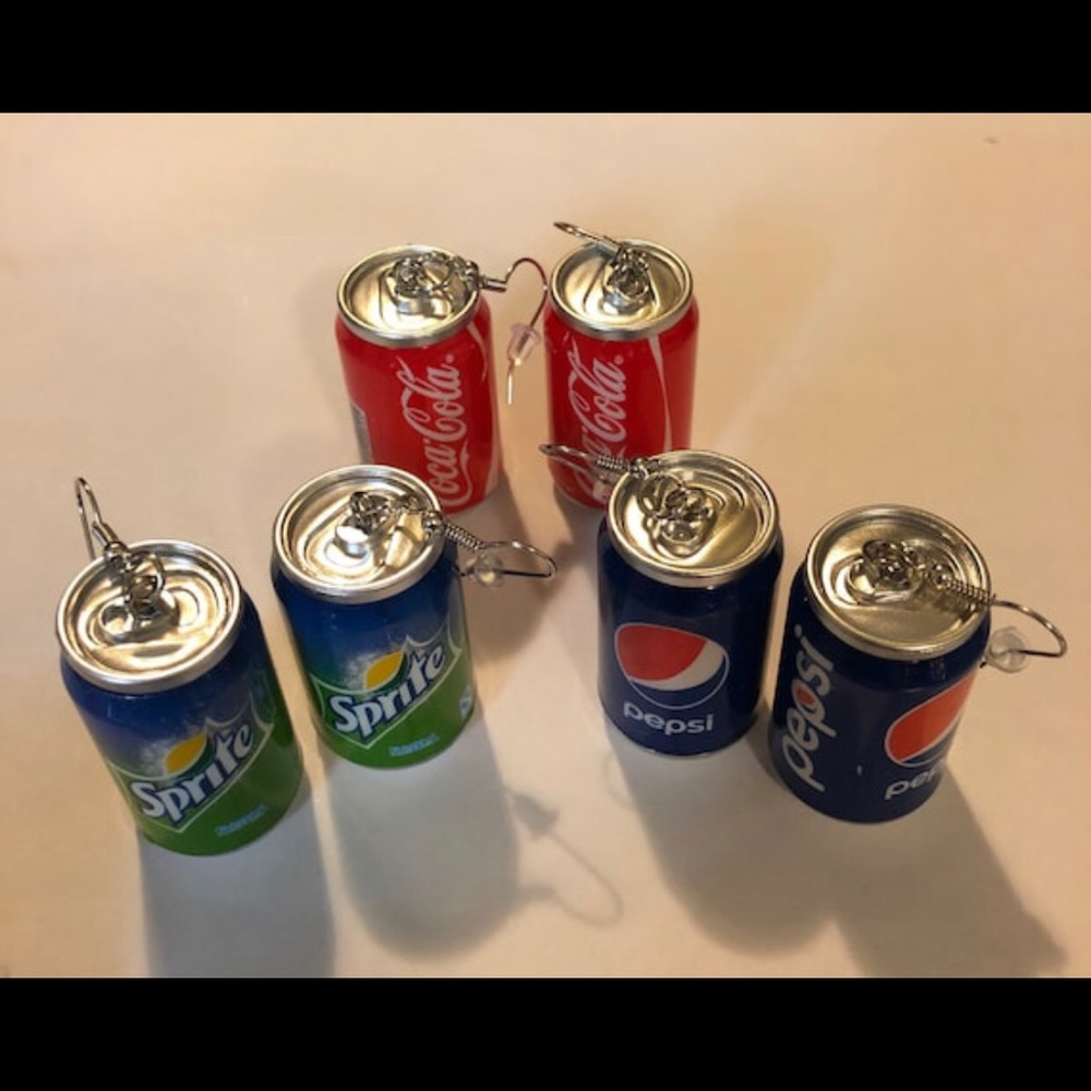 Big Earrings 1.5” Soda Cola Pop Can Gag Gift